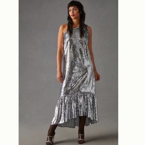 EUC Anthropologie Maeve One-Shoulder Sequin Dress